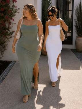 Set with 2 Womens Ribbed Knit Maxi Dresses